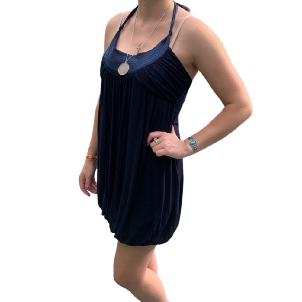 Rosebud Navy Blue Stretch Comfy Halter Dress